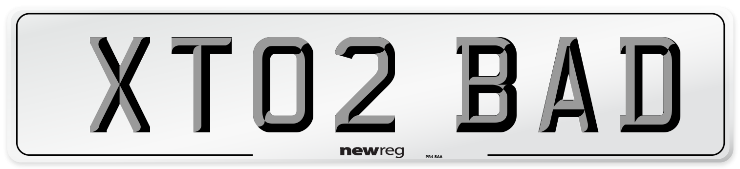 XT02 BAD Number Plate from New Reg